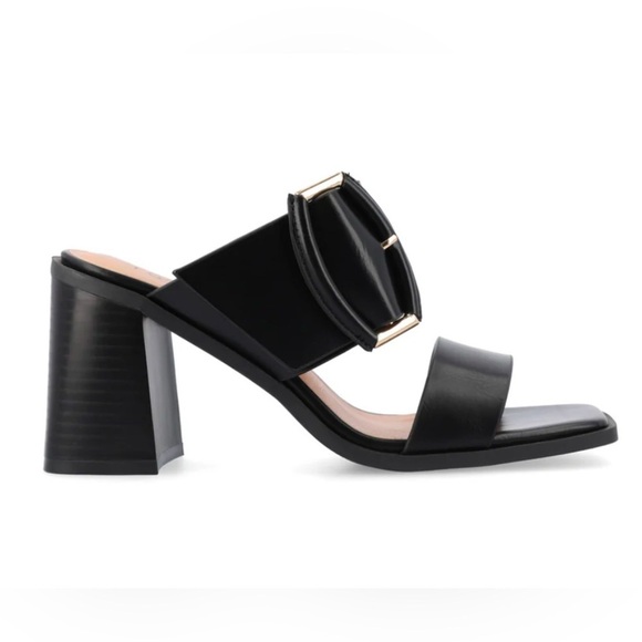 Journee Collection Women’s Junie Black Block Heel Sandals Shoes Size 10 NIB - Picture 2 of 12